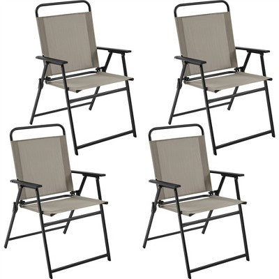  Yaheetech Set Of 4 Outdoor Foldable Dining Chairs With Backrest And Armrests