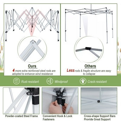  Costway 2-Tier 10' X 10' Pop-up Canopy Tent Instant Gazebo Adjustable Carry Bag With Wheel