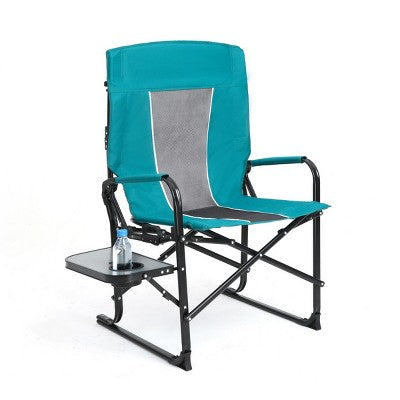  Camping Directors Chair, Heavy Duty With Side Table,Oversized Rocking Chair Outdoor With Pocket For Beach, Folding Chair That Rocks-Cuddlewood