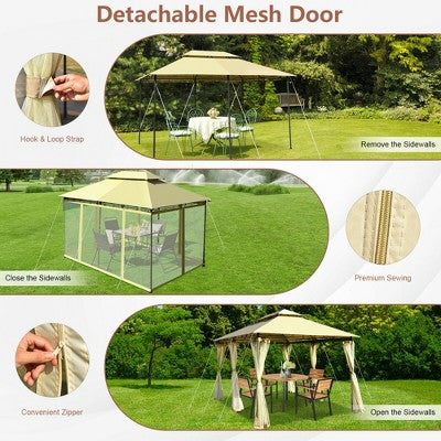  Costway 2-Tier 10'x13' Steel Gazebo Canopy Tent Shelter Patio Garden Outdoor Netting