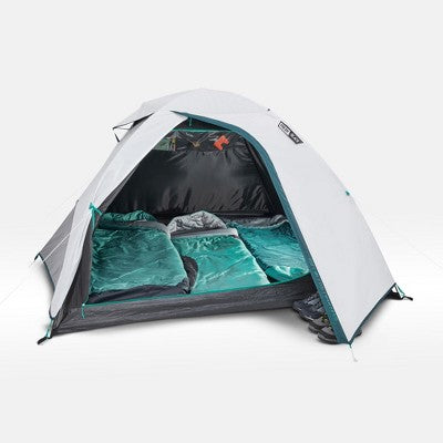  Decathlon Quechua MH100 Fresh & Black Waterproof Camping Tent 3 Person, Iced Coffee