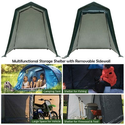  Costway 6'x8' Patio Tent Carport Storage Shelter Shed Car Canopy Heavy Duty Green