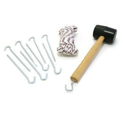  Coghlan's Steel Tent Peg 8-Pack With 50' Cord And Mallet