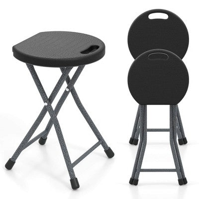  Tangkula 3PCS 18"H Folding Stool Portable & Foldable Camping Chair W/ Built-in Handle
