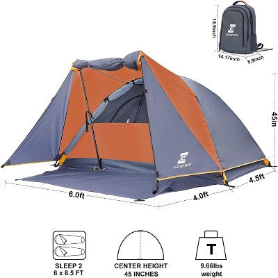  Cesicia 6 FT Orange 2 Person Camping Tent