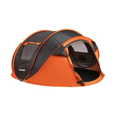  DSVIMOY Pop-Up Camping Boat Tent, Outdoor Tent For 5-8 Person, Spacious, Water-Resistant, Black&Orange, 110.24"*78.74"*47.24"