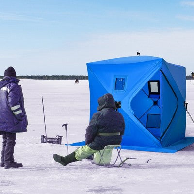  Outsunny 2 Person Ice Fishing Shelter, Waterproof Oxford Fabric Portable Pop-up Ice Tent With Bag For Outdoor Fishing