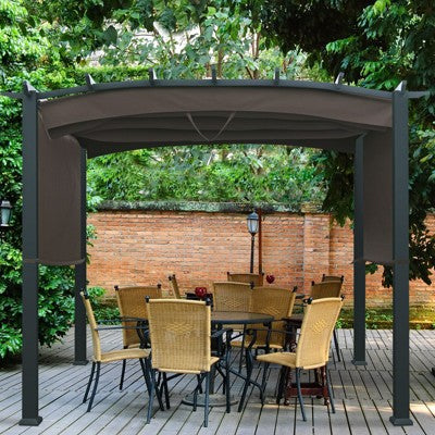  Tangkula Outdoor Retractable Pergola 10 X 10ft Patio Pergola Gazebo Sun Shade Shelter Canopy W/Heavy Duty Steel Frame For Beach