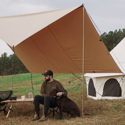  WHITE DUCK Sunshade Tarp – DYNATEK Canvas Outdoor Shelter With Poles, Ropes & Carry Bag – Water-Repellent, Weatherproof Shade Cover