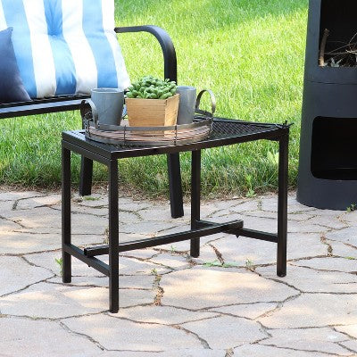 Sunnydaze Decor Sunnydaze Outdoor Lightweight And Portable Metal Patio Side End Table Or Backless Bench Seat With Mesh Top - 23"