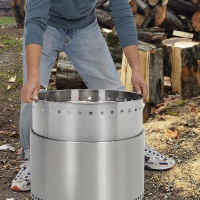  20.5In Portable Outdoor Bonfire Smokeless Firepit Stove With Stand And Removable Ash Pan, Stainless Steel Wood Burning Fireplace, Ideal For 4-6 People