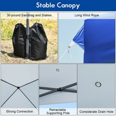  Costway 8x8 FT Pop Up Canopy Tent Shelter Wheeled Carry Bag 4 Canopy Sand Bag