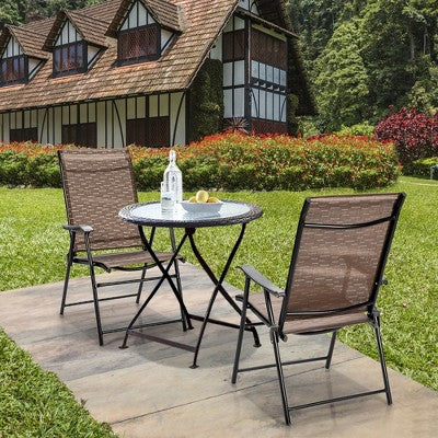  Costway 2PCS Outdoor Patio Folding Chair Camping Portable Lawn Garden W/Armrest