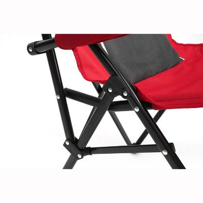  DOMETOUR High Back Heavy Duty Lawn Chair Support 250LBS, Portable Collapsible Chair With Cup Holder -Red