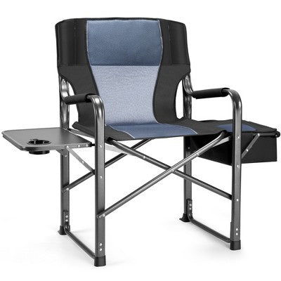  SUGIFT Extra Wide Folding Camping Chair Heavy Duty Director Chair With Side Table And Cooler Bag Portable For Fishing Patio Tailgating
