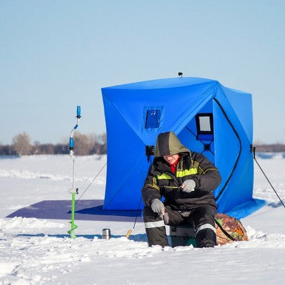  Outsunny 2 Person Ice Fishing Shelter, Waterproof Oxford Fabric Portable Pop-up Ice Tent With Bag For Outdoor Fishing