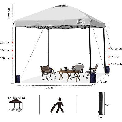  Anybear 10x10FT White Pop Up Canopy Tent With Adjustable Legs