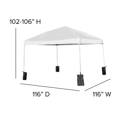 Emma And Oliver 10'x10' Weather Resistant, UV Coated Pop Up Canopy Tent With Sandbags And Wheeled Case