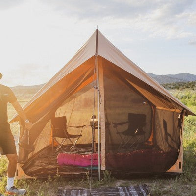  WHITE DUCK Rover Scout Canvas Tent With Stove Jack & Mesh Doors – 4-Season Weatherproof Camping Tent, Fire & Water-Resistant