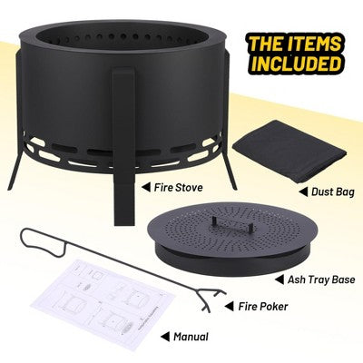  26" Patio Fire Pit Outside Outdoor Wood Burning Modern Bonfire Firepit Outdoor Smokeless Fire Pits For Backyard/ Patio/Camping Deck/ Picnic/ Porch