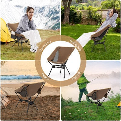  Tangkula Ultra-Lightweight Camping Chair Portable Lawn Chair W/Triangular Aluminum Frame