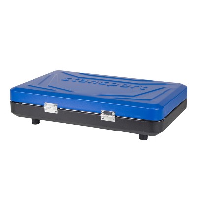  Stansport Double Burner Stove Piezo Ignition With Drip Pan Blue