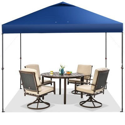  Costway Patio 10x10ft Outdoor Instant Pop-up Canopy Folding Tent Sun Shelter UV50+ Gray/Blue/White