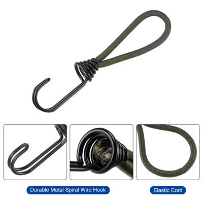  Unique Bargains Outdoor Camping Tent Canopy Awnings Cover 6 Inch Tarp Straps Elastic Cords With Hook Dark Green 10 Pack