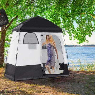  DSVIMOY Shower Tent, Pop Up Privacy Shelter For Camping, Dressing Changing Room, Portable Instant Outdoor Shower Tent, Black, 86.6"*49.2"*90.5"