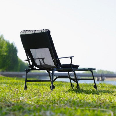  KTMBDW Portable Camping Chair, Camping Chair With Adjustable Cushioned Backrest And Detachable Footrest For Indoor And Outdoor Camping, Black+Green