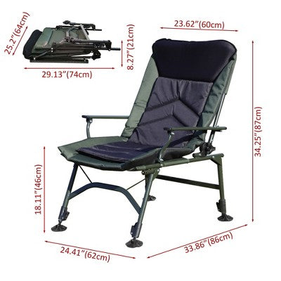  KTMBDW Portable Camping Chair, Cushioned Seat & Back, Camping Chair With Adjustable Backrest For Indoor And Outdoor Camping Beach Hiking Fishing