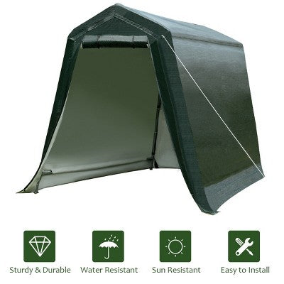  Costway 6'x8' Patio Tent Carport Storage Shelter Shed Car Canopy Heavy Duty Green