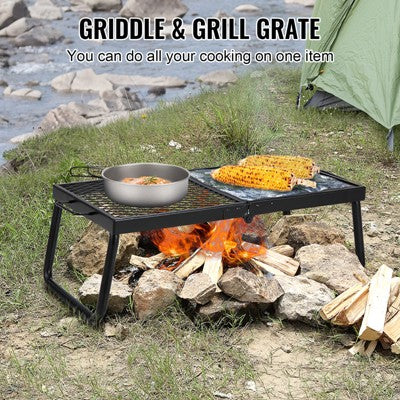  VEVOR Folding Campfire Grill, Heavy Duty Steel Mesh Grate, 22.4" Portable Camping Grates Over Fire Pit, Camp Fire Cooking Equipment