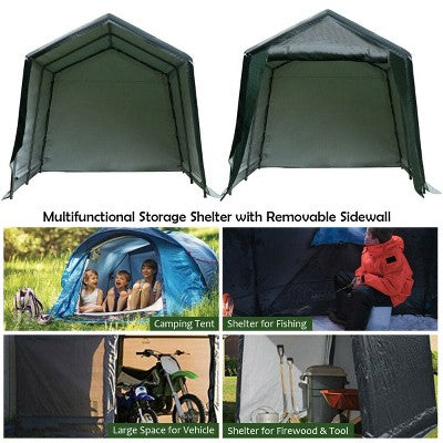  Costway 10'x10' Patio Tent Carport Storage Shelter Shed Car Canopy Heavy Duty Green