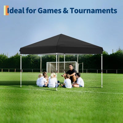  10x10 Heavy Duty Pop Up Canopy, One-Button Setup, Portable Roller Bag, Adjustable Height, Includes 1 Sidewall & 4 Weight Bags