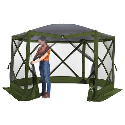  Lightspeed Outdoors Pop-Up 6-Sided Screen Shelter, Camping Gazebo, Green