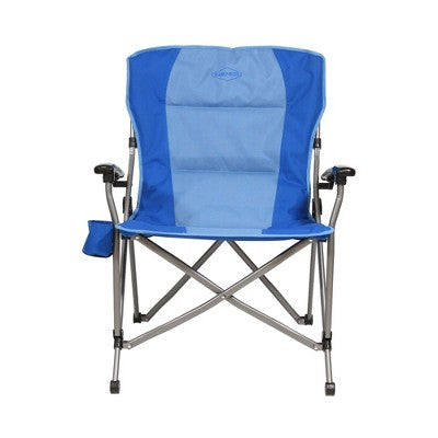 Kamp-Rite Double Layered Soft Padded Folding Supportive Hard Arm Outdoor Camping Lounge Chair With Useful Cupholder, Blue (2 Pack)