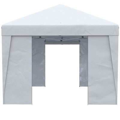  Outsunny 19' X 10' Large Party Tent, Height Adjustable Pop Up Canopy With Weight Bags And Wheeled Carry Bag