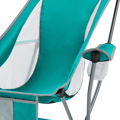  KingCamp Lightweight Padded Highback Folding Lounge Chair With Cupholder, Side Storage Pocket, And Carry Bag For Indoor Or Outdoors, Cyan