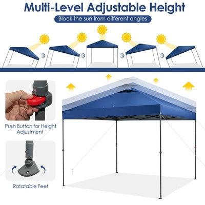  Costway Patio 10x10ft Outdoor Instant Pop-up Canopy Folding Tent Sun Shelter UV50+ Gray/Blue/White