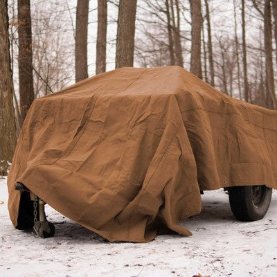  White Duck Canvas Tarp Outdoor Heavy Duty Water-Resistant Tarpaulin Cover, 18 Oz Loomstate Cotton With Stainless Steel Grommets