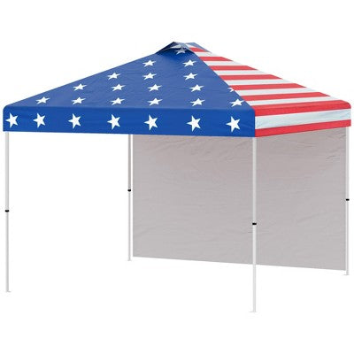 Outsunny 10' X 10' Pop Up Canopy Tent With 1 Sidewall, Carry Bag, Adjustable Height, Instant Shelter Tent For Backyard, Garden, And Patio