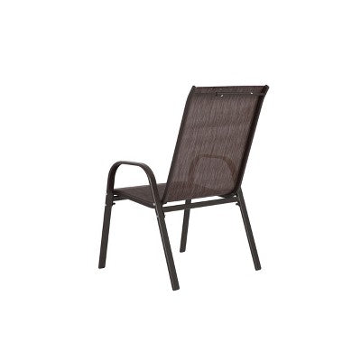  2 Piece Patio Chairs,Outdoor Camping Chair With Breathable Textilene Fabric,Set Of 2 Chairs With Armrest High Backrest For Garden,Space Saving( Brown)