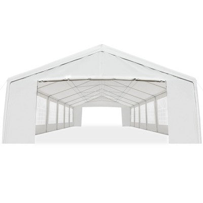  Outsunny 20' X 40' Large Outdoor Carport Canopy Party Tent With Removable Protective Sidewalls & Versatile Uses, White