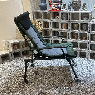  Camping Lounge Chair, Portable Folding Reclining Camping Chair With Adjustable Backrest For Indoor And Outdoor Camping Hiking Fishing,Green+black+grey