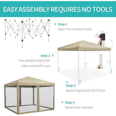  Acekool Pop Up Canopy Tent, Easy Up Outdoor Shelter With Mosquito Netting, Sun Shade, 3 Adjustable Heights, Wheeled Bag For Patio, Camping, Picnic