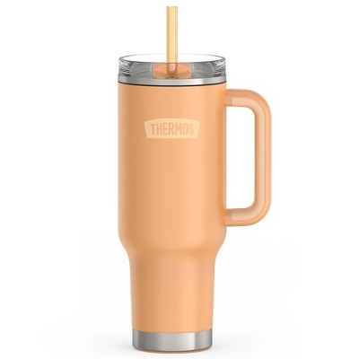  Thermos 40 Oz Stainless Steel Cup Holder Mug W/ Straw