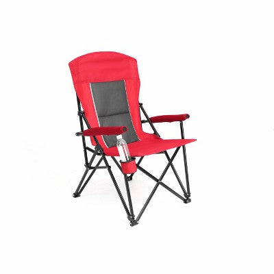  DOMETOUR High Back Heavy Duty Lawn Chair Support 250LBS, Portable Collapsible Chair With Cup Holder -Red