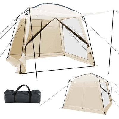 Costway Screen Dome Camping Tent For 6-8 People With 4-Side Mesh Walls Carrying Bag