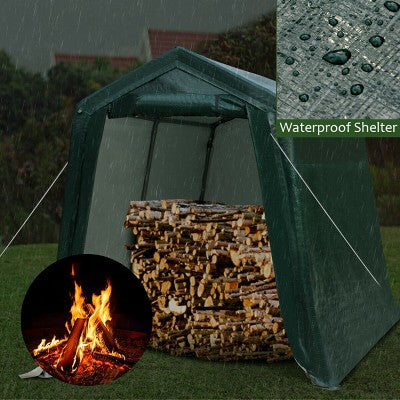  Costway 7'x12' Patio Tent Carport Storage Shelter Shed Car Canopy Heavy Duty Green